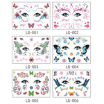 10 Stück wasserfeste Glitzer-Tattoo-Aufkleber für Musikfestivals, LG-001, LG-002, LG-003, LG-004, LG-005, LG-006