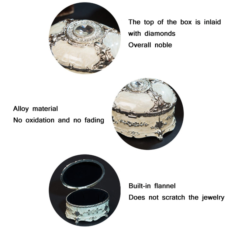Metall Ovaler Diamant Schmuckaufbewahrungsbox Geburtstags- und Hochzeitsgeschenk, 8,5x6x6cm, 11x7,5x7cm