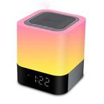 MUSKY Kabelloser Bluetooth-Lautsprecher Nachttisch-Wecker Berührungssensor Nachtlampe Mini-Lautsprecher, buntes Licht, weißes Licht