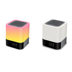 MUSKY Kabelloser Bluetooth-Lautsprecher Nachttisch-Wecker Berührungssensor Nachtlampe Mini-Lautsprecher, buntes Licht, weißes Licht