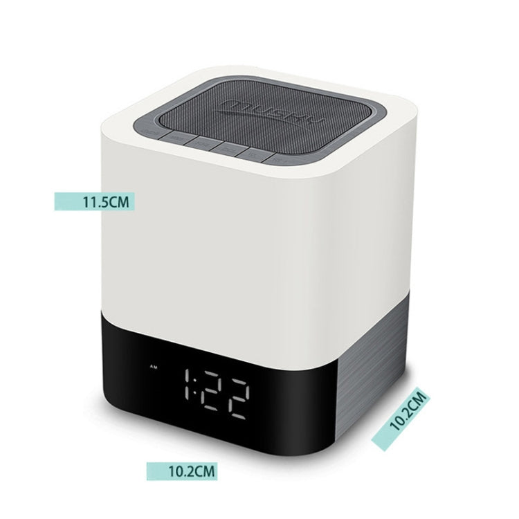 MUSKY Kabelloser Bluetooth-Lautsprecher Nachttisch-Wecker Berührungssensor Nachtlampe Mini-Lautsprecher, buntes Licht, weißes Licht