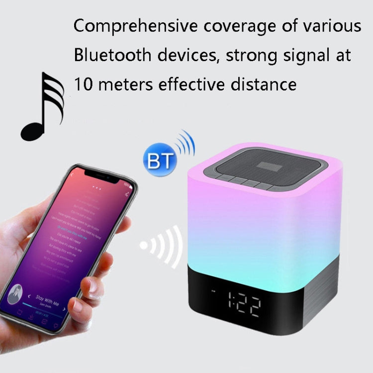 MUSKY Kabelloser Bluetooth-Lautsprecher Nachttisch-Wecker Berührungssensor Nachtlampe Mini-Lautsprecher, buntes Licht, weißes Licht