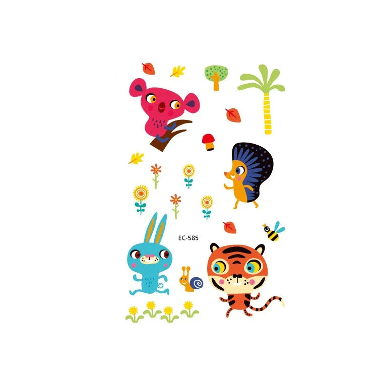 20 Stück wasserfeste, schweißabweisende Tattoo-Aufkleber mit niedlichen Tiermotiven für Kinder, EC-581, EC-582, EC-583, EC-584, EC-585, EC-590, EC-531, EC-591, EC-592, EC-593, EC-594, EC-614, EC-615, EC-617, EC-618