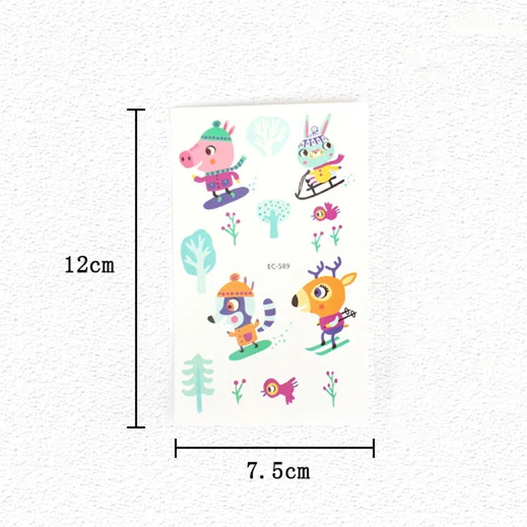 20 Stück wasserfeste, schweißabweisende Tattoo-Aufkleber mit niedlichen Tiermotiven für Kinder, EC-581, EC-582, EC-583, EC-584, EC-585, EC-590, EC-531, EC-591, EC-592, EC-593, EC-594, EC-614, EC-615, EC-617, EC-618
