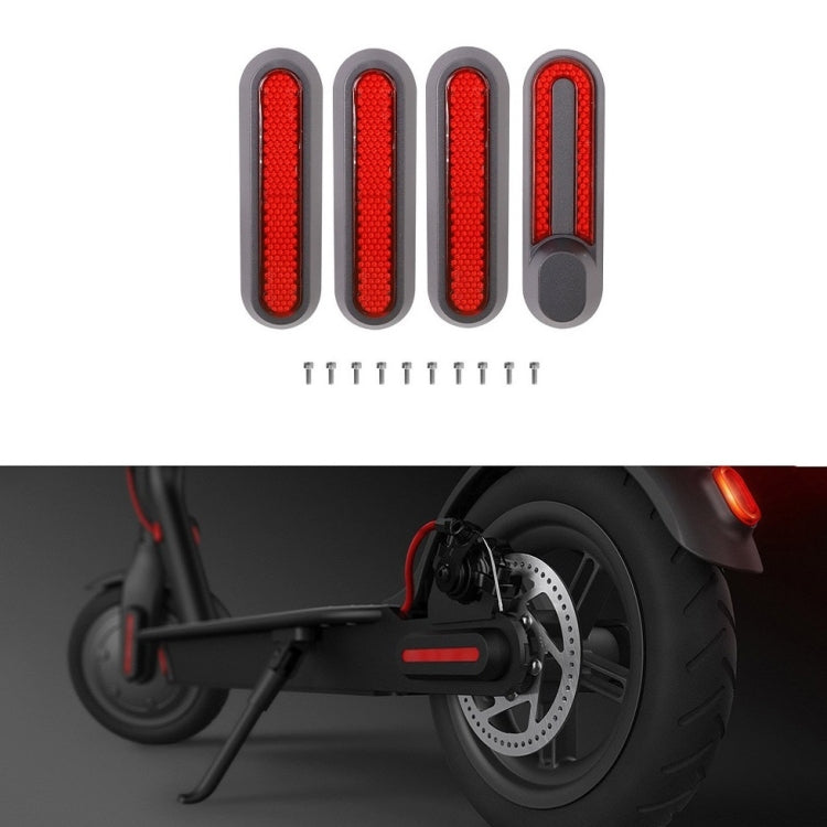 Elektroroller Rad Vier-Wege Seitenverkleidung mit Reflektierenden Streifen & Schrauben für Xiaomi Mijia 1S / Pro 2, Rot, Gelb