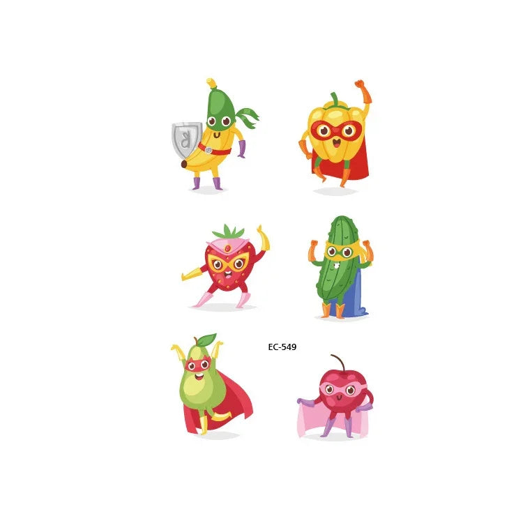 20 PCS Waterproof Painted Fruits Vegetables Plants Children Tattoo Stickers, EC-531, EC-532, EC-533, EC-534, EC-535, EC-536, EC-537, EC-538, EC-539, EC-540, EC-541, EC-542, EC-543, EC-544, EC-545, EC-546, EC-547, EC-548, EC-549, EC-550, EC-551, EC-552 ...