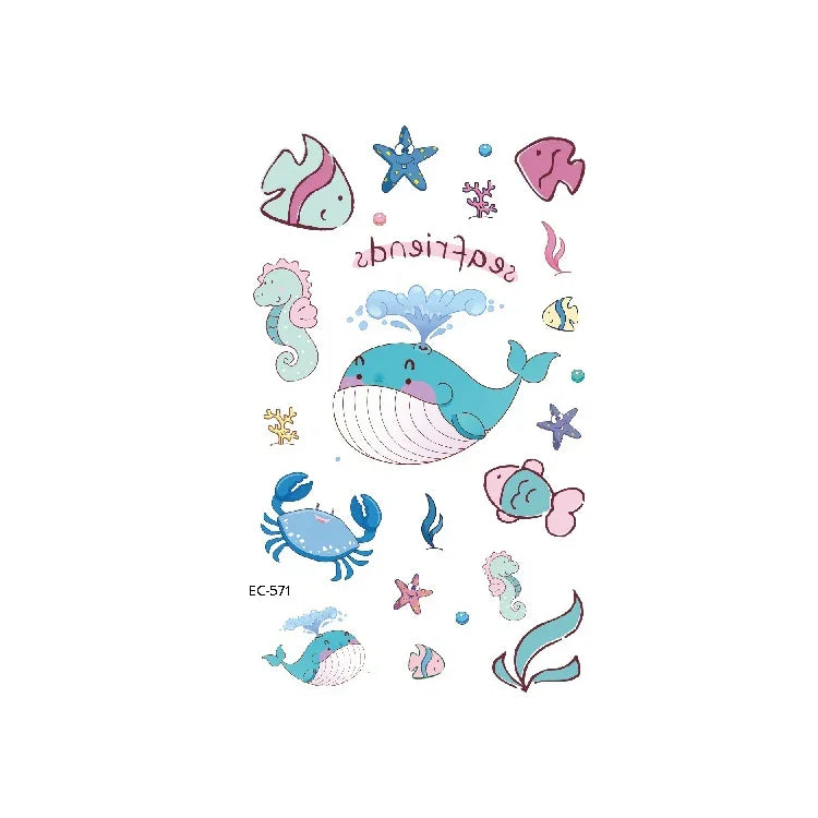 20 PCS Marine Animal Waterproof Children Tattoo Stickers, EC-559, EC-566, EC-567, EC-571, EC-572, EC-573, EC-574, EC-575, EC-576, EC-577, EC-741, EC-764