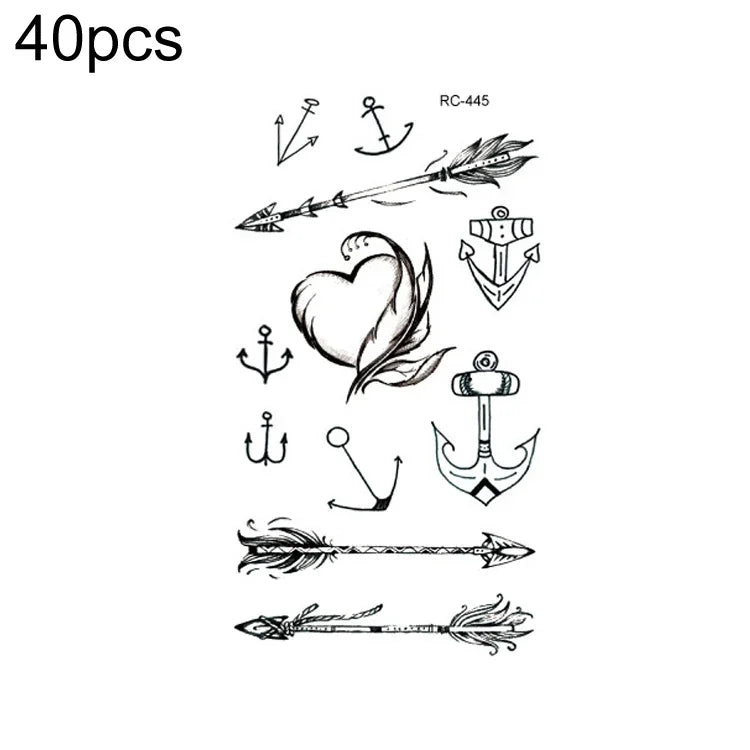 40 Stück wasserfeste kleine Tattoo-Aufkleber, RC-445, RC-446, RC-447, RC-448, RC-449, RC-451, RC-452, RC-453, RC-454, RC-455, RC-456, RC-457