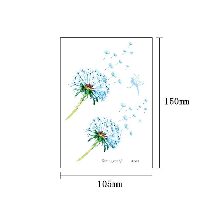 20 Stück wasserfeste Blumen-Armtattoo-Aufkleber, SC-529, SC-557, SC-558, SC-559, SC-561, SC-564, SC-551, SC-556, SC-552, SC-553, SC-554, SC-555