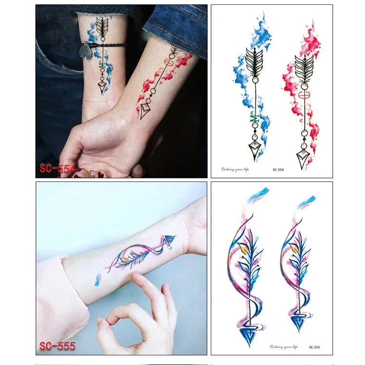 20 Stück wasserfeste Blumen-Armtattoo-Aufkleber, SC-529, SC-557, SC-558, SC-559, SC-561, SC-564, SC-551, SC-556, SC-552, SC-553, SC-554, SC-555