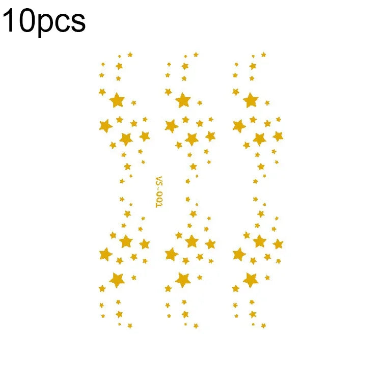 10 Stück wasserfeste Heißpräge-Gesichtstattoo-Aufkleber für Musikfestivals, VS-001, VS-002, VS-003, VS-004, VS-005, VS-006, VS-007, VS-008, VS-009, VS-010