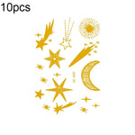 10 Stück wasserfeste Heißpräge-Gesichtstattoo-Aufkleber für Musikfestivals, VS-001, VS-002, VS-003, VS-004, VS-005, VS-006, VS-007, VS-008, VS-009, VS-010