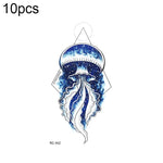 10 Stück wasserfeste, kleine, mit Süßwasser übertragbare Farbtattoo-Aufkleber, RC-501, RC-502, RC-503, RC-504, RC-505, RC-506, RC-507, RC-508, RC-509, RC-510, RC-511, RC-512, RC-513, RC-514, RC-515, RC-516