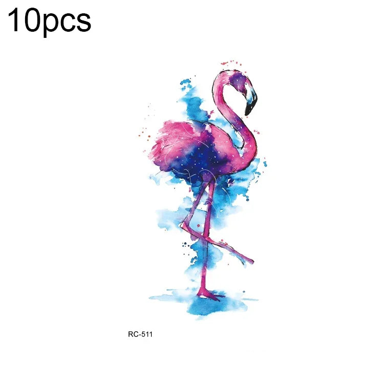10 Stück wasserfeste, kleine, mit Süßwasser übertragbare Farbtattoo-Aufkleber, RC-501, RC-502, RC-503, RC-504, RC-505, RC-506, RC-507, RC-508, RC-509, RC-510, RC-511, RC-512, RC-513, RC-514, RC-515, RC-516