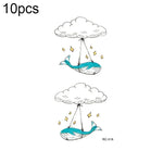 10 Stück wasserfeste, kleine, mit Süßwasser übertragbare Farbtattoo-Aufkleber, RC-501, RC-502, RC-503, RC-504, RC-505, RC-506, RC-507, RC-508, RC-509, RC-510, RC-511, RC-512, RC-513, RC-514, RC-515, RC-516