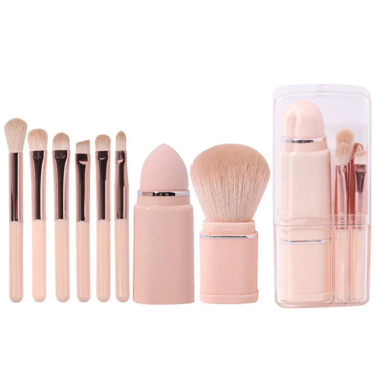 8-in-1 Mini-Make-up-Pinselset, quadratisch, tragbar, ausziehbar, Rougepinsel, Lidschattenpinsel, Anfänger-Make-up-Set, 8 in 1 (Milchweiß), 8 in 1 (Weinrot), 8 in 1 (Hellhaut), 8 in 1 (Hellblau)