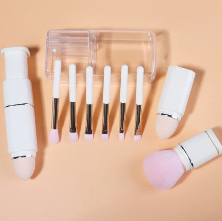 8-in-1 Mini-Make-up-Pinselset, quadratisch, tragbar, ausziehbar, Rougepinsel, Lidschattenpinsel, Anfänger-Make-up-Set, 8 in 1 (Milchweiß), 8 in 1 (Weinrot), 8 in 1 (Hellhaut), 8 in 1 (Hellblau)