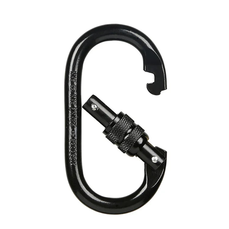 XINDA XDQ96068 Outdoor-Ausrüstung Klettern Hauptverschluss Karabiner O-förmiges Stahlschloss Drahtschnallenschloss, XINDA XDQ96068 (Schwarz), XINDA XDQ96068 (Silber Rot), XINDA XDQ96068 (Silber Blau)
