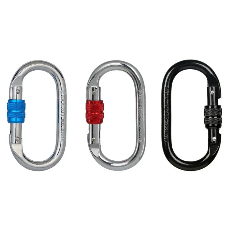 XINDA XDQ96068 Outdoor-Ausrüstung Klettern Hauptverschluss Karabiner O-förmiges Stahlschloss Drahtschnallenschloss, XINDA XDQ96068 (Schwarz), XINDA XDQ96068 (Silber Rot), XINDA XDQ96068 (Silber Blau)