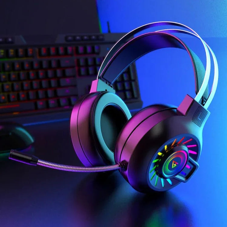 FOREV G97 RGB Leuchtendes kabelgebundenes Gaming-Headset mit Mikrofon, Spez.: 7.1 Kanal (Schwarz)