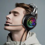 FOREV G97 RGB Leuchtendes kabelgebundenes Gaming-Headset mit Mikrofon, Spez.: 7.1 Kanal (Schwarz)