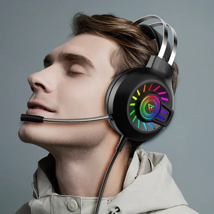 FOREV G97 RGB Leuchtendes kabelgebundenes Gaming-Headset mit Mikrofon, Spez.: 7.1 Kanal (Schwarz)