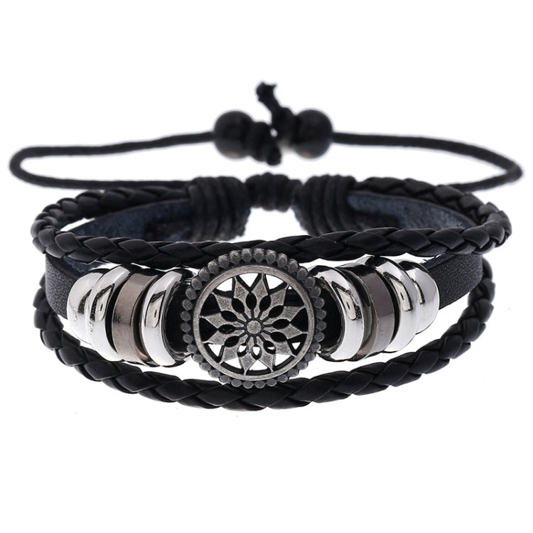 5 STK BX222 Sonnenblumen-Perlen Leder Persönlichkeit Strick Verstellbares Armband