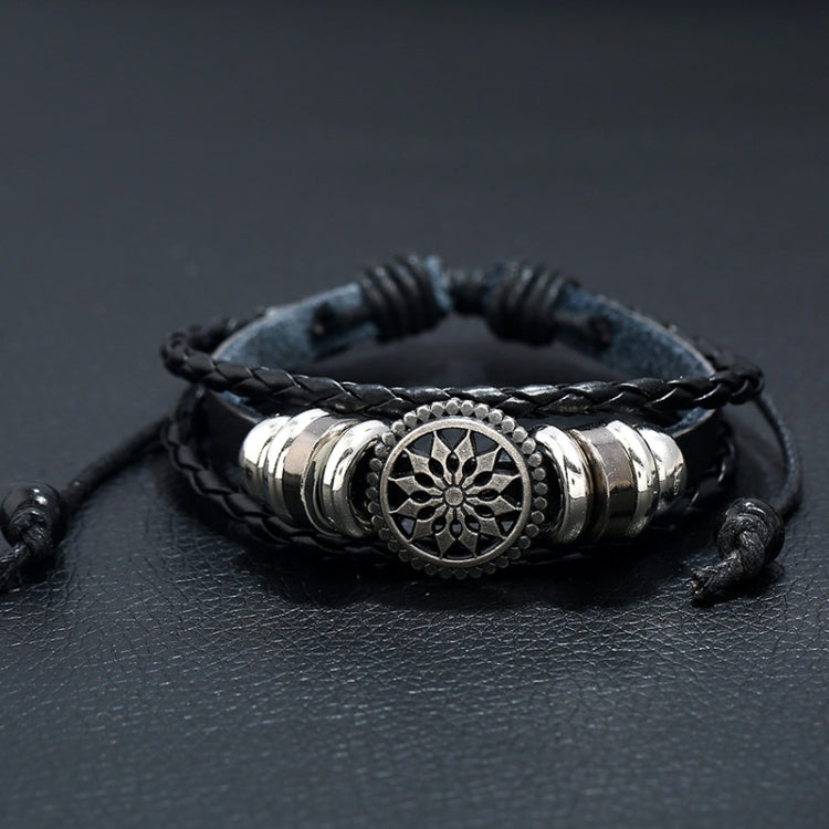 5 STK BX222 Sonnenblumen-Perlen Leder Persönlichkeit Strick Verstellbares Armband