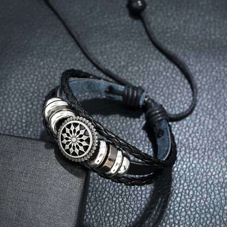5 STK BX222 Sonnenblumen-Perlen Leder Persönlichkeit Strick Verstellbares Armband