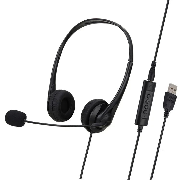 SOYTO SY490 Lehrbüro Netzwerkklasse Schüler Ausbildung Computer Headset, Stil:, Doppelte Ohr schwarze Trennung USB