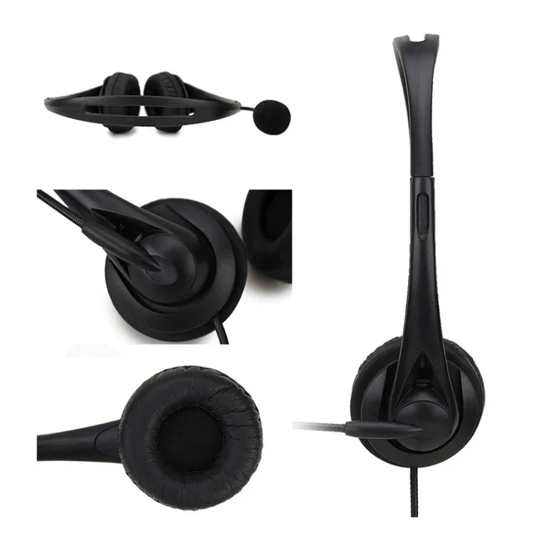 SOYTO SY490 Lehrbüro Netzwerkklasse Schüler Ausbildung Computer Headset, Stil:, Doppelte Ohr schwarze Trennung USB