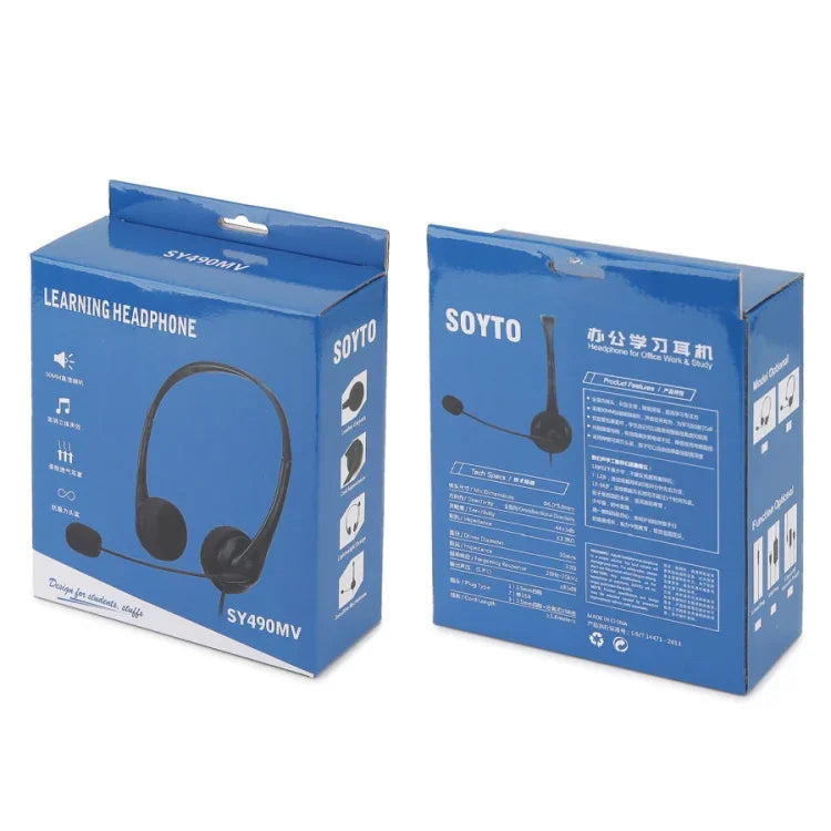 SOYTO SY490 Lehrbüro Netzwerkklasse Schüler Ausbildung Computer Headset, Stil:, Doppelte Ohr schwarze Trennung USB