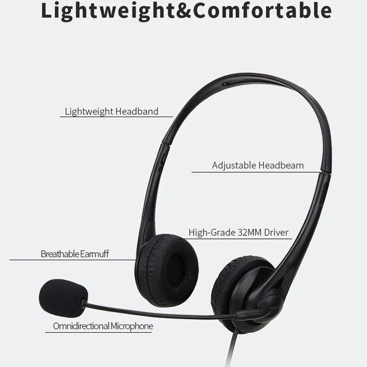 SOYTO SY490 Lehrbüro Netzwerkklasse Schüler Ausbildung Computer Headset, Stil:, Doppelte Ohr schwarze Trennung USB