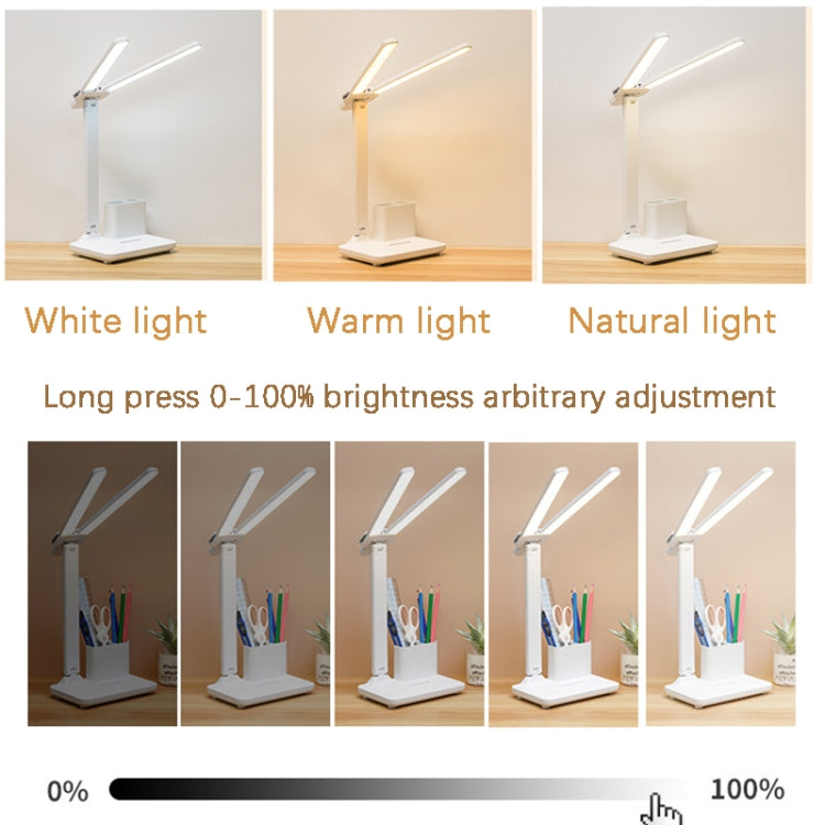 Doppelkopf Beleuchtung LED Lade-Schreibtischlampe, Stil:, Stecker-Version+Kabel, Wiederaufladbar 3600mAh+Kabel, Wiederaufladbar 4000mAh+Kabel