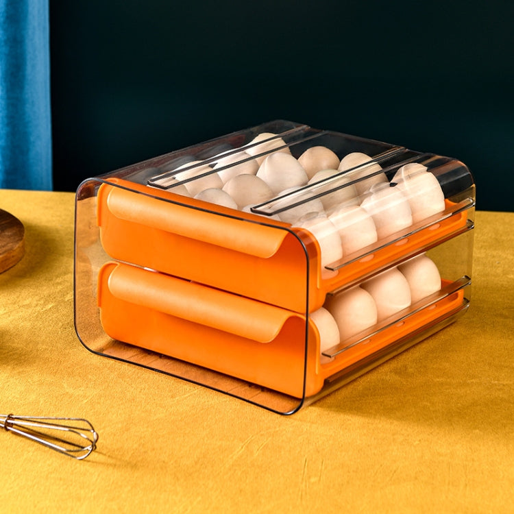 Haushalts-Doppelschicht-Schubladen-Eieraufbewahrungsbox, Orange, Weiß, Grau