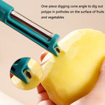 Multifunktionale Obst- und Gemüsereinigungsbürste, Weiß, Gelb, Blau, Grün