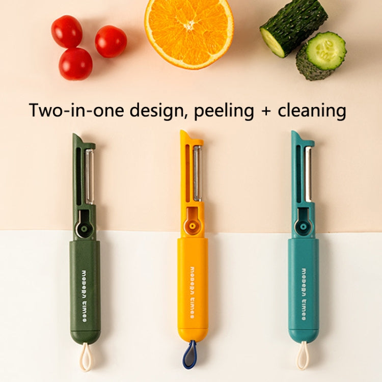 Multifunktionale Obst- und Gemüsereinigungsbürste, Weiß, Gelb, Blau, Grün