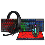 T-WOLF TF-800 4-in-1 Gaming-Set mit leuchtender Tastatur, Maus und Headset