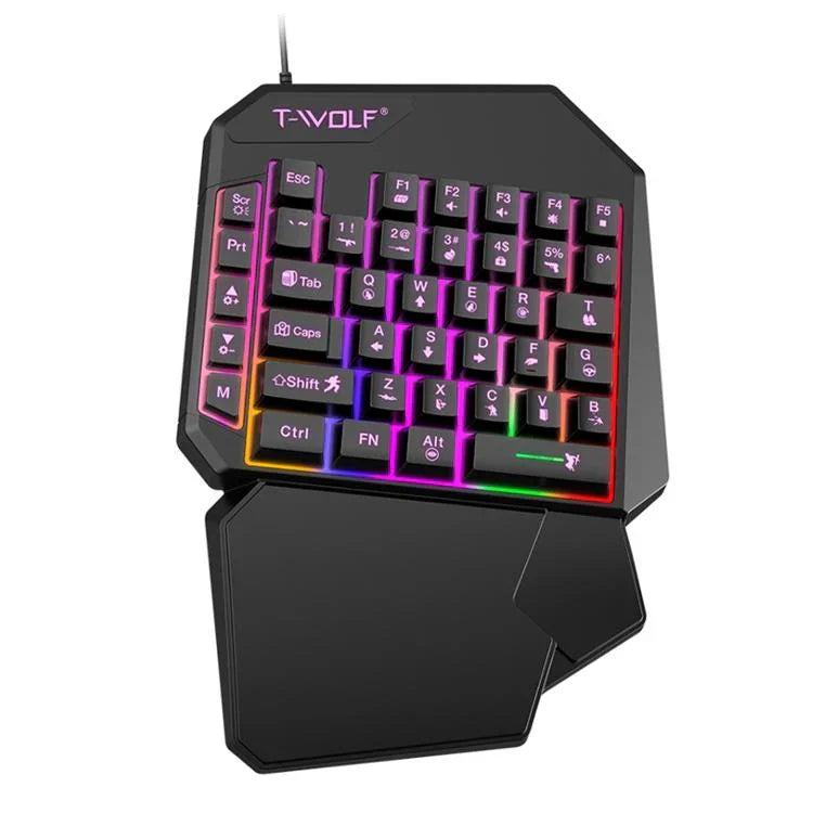 T-WOLF Mobile Gaming Einhand-Tastatur, Spezifikationen: T19-Tastatur, TF-900-Set, Tastatur + Maus + Hocker