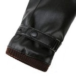 Herren Herbst Winter Winddichte Warme Plüschfutter PU Reithandschuhe, 01