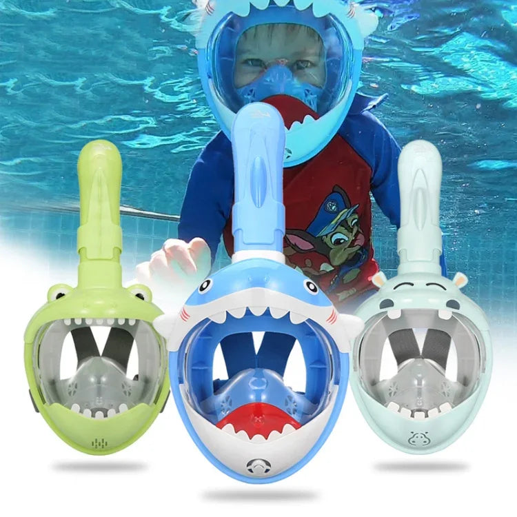 Cartoon Kinder Volltrocken-Tauchmaske, Schwimm- und Schnorchelmaske mit Antibeschlagbeschichtung, XS