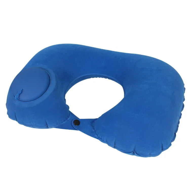 Travel Inflatable Press U-Shaped Neck Guard Pillow, Flocked U009-01（Peacock Green ）, Flocked U009-03（Light Gray）, Flocked U009-04（Medium Blue）, Flocked U009-02（Rose Red）, Flocked U009-05（Dark Blue）, Flocked U009-060（Sky Blue）, Flocked U009-070（Orange）