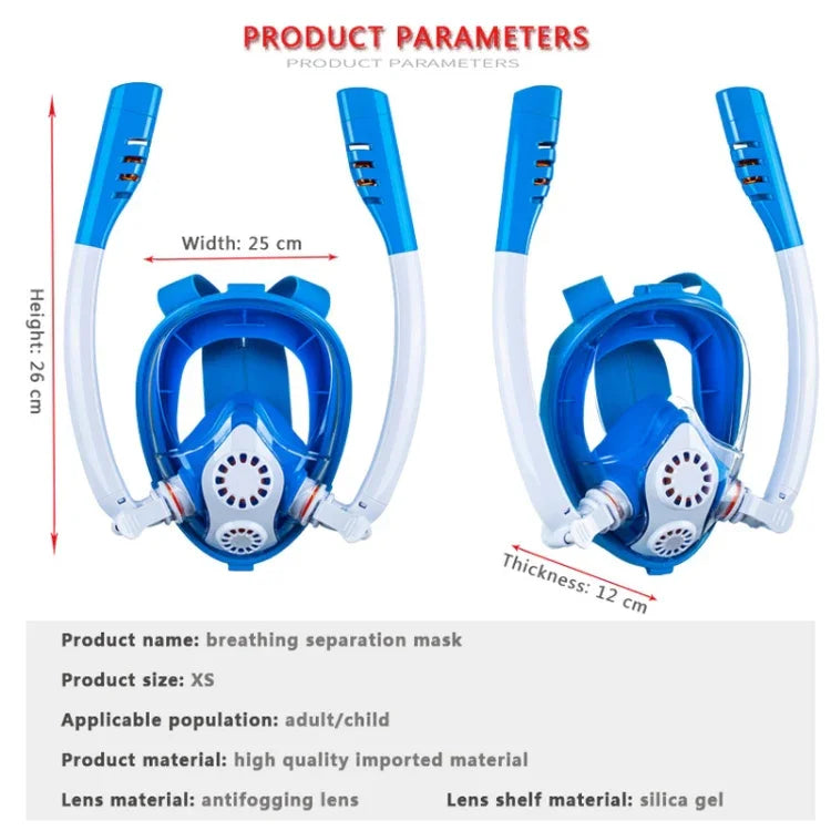 Doppelte Silikon-Tauchermaske/Schnorchelbrille für Kinder, XS