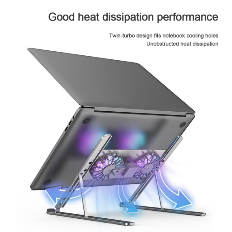 BONERUY P11F Notebook Kühlhalter Lüfter Aluminiumlegierung Radiator, Grau, Silber, Grau mit Typ-C Kabel, Silber mit Typ-C Kabel
