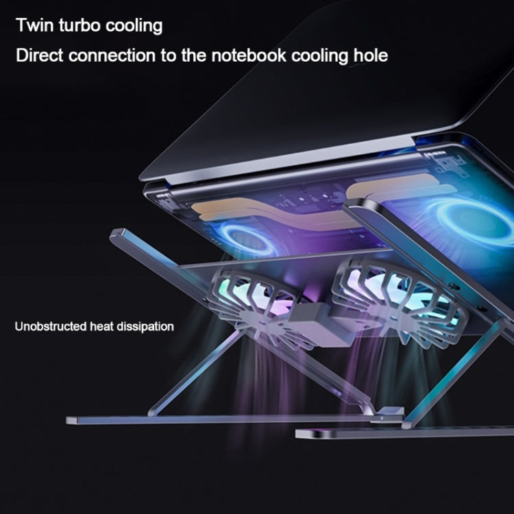 BONERUY P11F Notebook Kühlhalter Lüfter Aluminiumlegierung Radiator, Grau, Silber, Grau mit Typ-C Kabel, Silber mit Typ-C Kabel