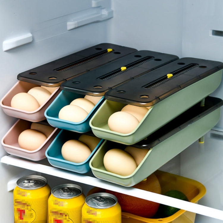 Automatischer Eierbehälter zur Aufbewahrung im Kühlschrank, Frischhaltebox, 1 Schicht Grün, 1 Schicht Blau, 1 Schicht Rosa