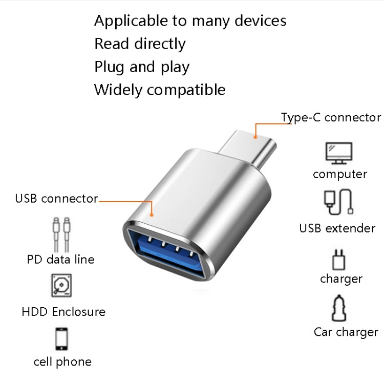 10 Stk. USB 3.0 Buchse auf USB-C / Typ-C Stecker OTG Adapter, 10 Stk. Ohne Anzeige