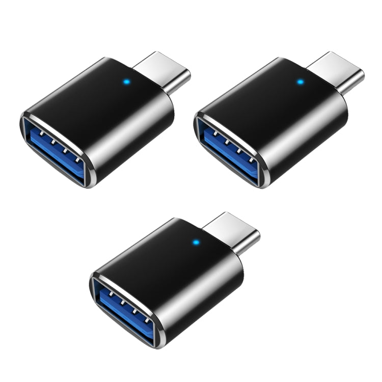 3 STK. USB 3.0 Buchse auf USB-C / Typ-C Stecker OTG Adapter mit Kontrollleuchte, 3 STK. mit Kontrollleuchte