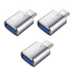3 STK. USB 3.0 Buchse auf USB-C / Typ-C Stecker OTG Adapter mit Kontrollleuchte, 3 STK. mit Kontrollleuchte