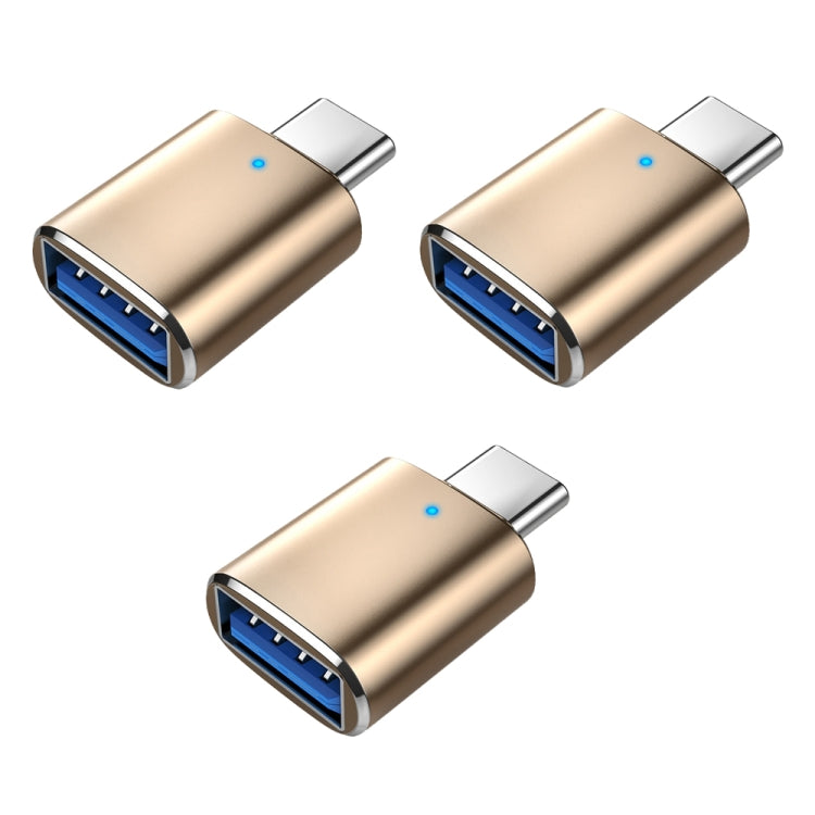 3 STK. USB 3.0 Buchse auf USB-C / Typ-C Stecker OTG Adapter mit Kontrollleuchte, 3 STK. mit Kontrollleuchte